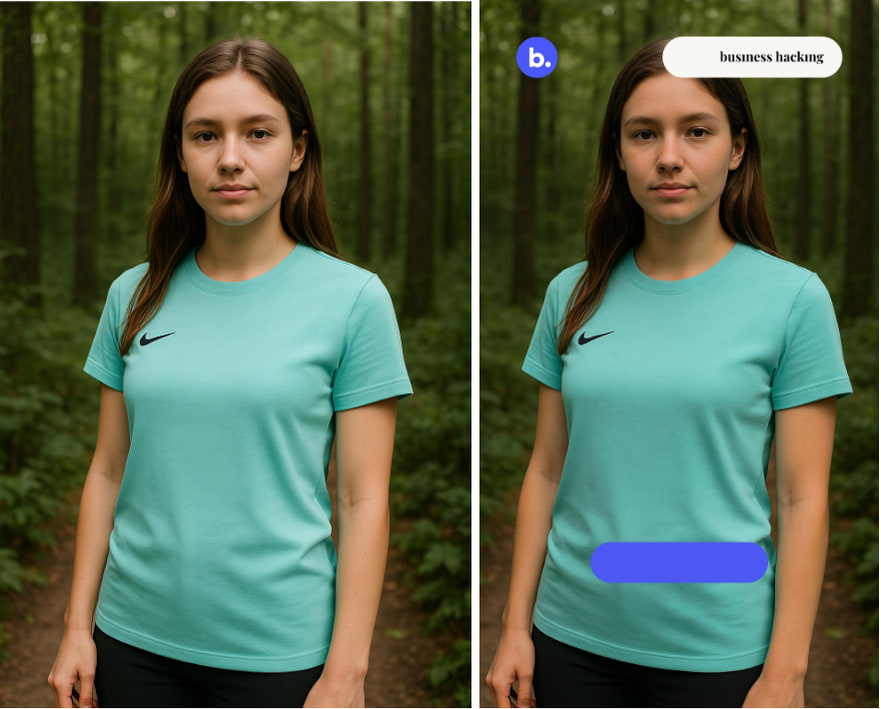 Le gabarit appliqué à l’image : le logo en haut, un bandeau coloré en bas.
